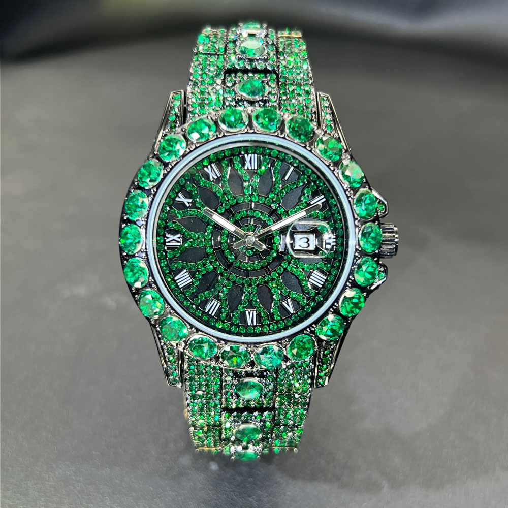 Luxury Watch And Jewelry Brand - Jam Tangan Berlian Hijau untuk Pria