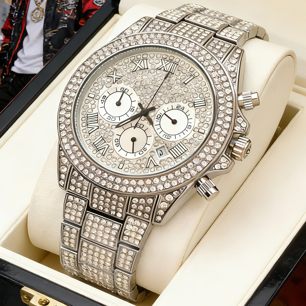 Jam Tangan Quartz Hip Hop Iced - Luxury Watch And Jewelry Brand ulasan dan harga
