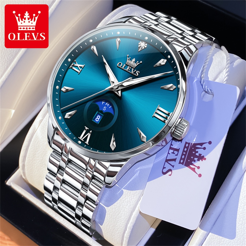 OLEVS Moon Phase Jam Tangan Pr - Luxury Watch Men ulasan dan harga