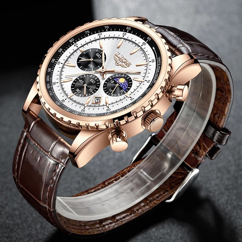 LIGE jam tangan kulit pria, ar - Luxury Watch Low Price ulasan dan harga