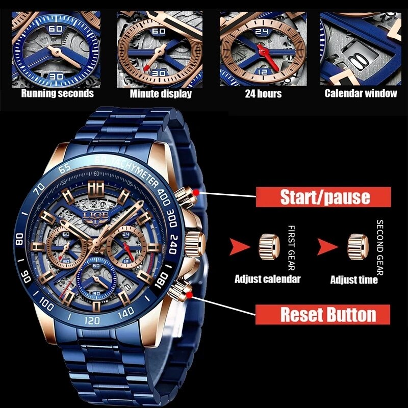 LIGE jam tangan pria, merek To - Luxury Watch Low Price ulasan dan harga