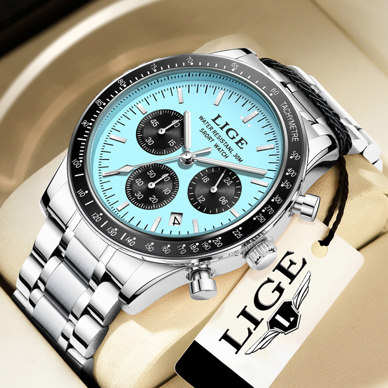 LIGE Jam Tangan Pria Baru Berm - Luxury Watch Low Price ulasan dan harga