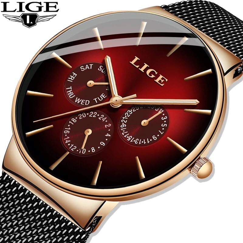 LIGE jam tangan Ultra tipis pr - Luxury Watch Low Price ulasan dan harga