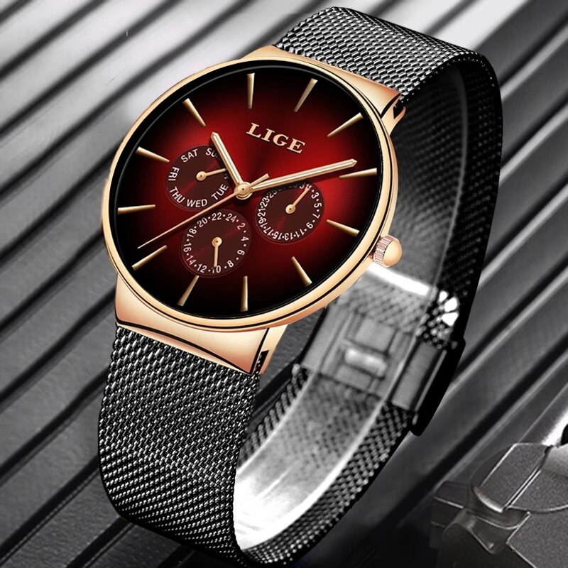 LIGE jam tangan Ultra tipis pr - Luxury Watch Low Price ulasan dan harga