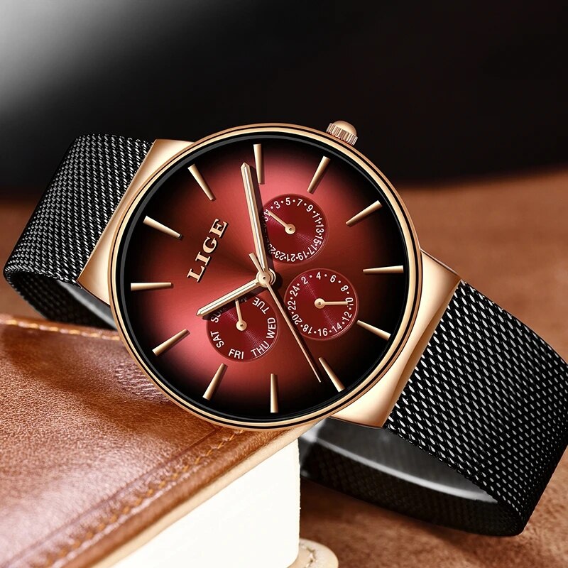 LIGE jam tangan Ultra tipis pr - Luxury Watch Low Price ulasan dan harga