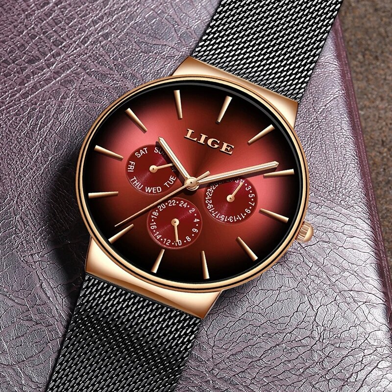 LIGE jam tangan Ultra tipis pr - Luxury Watch Low Price ulasan dan harga
